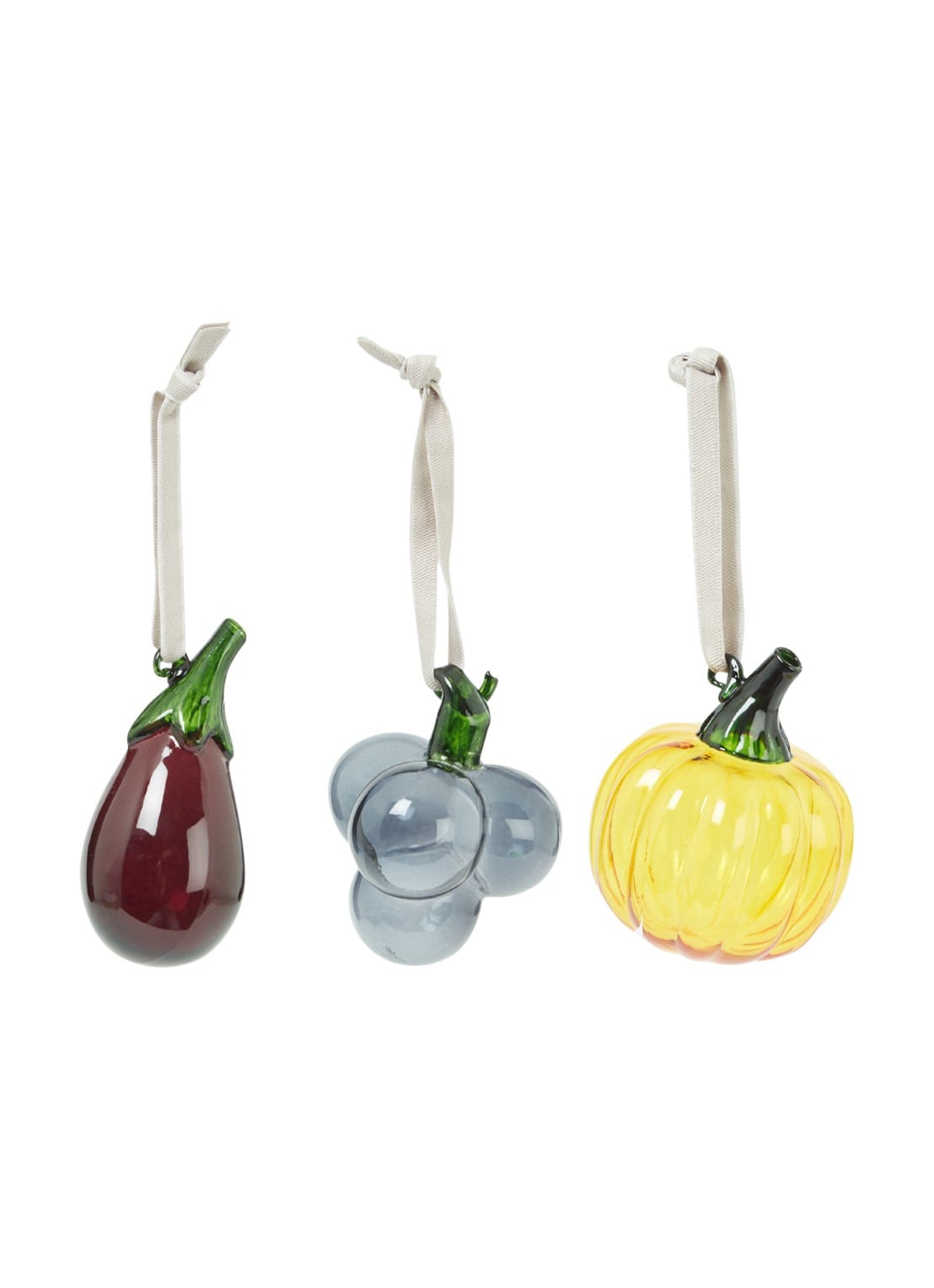 Iittala Mini groenten en fruit kersthanger 6 cm set van 3 - voorkant 2 multicolor
