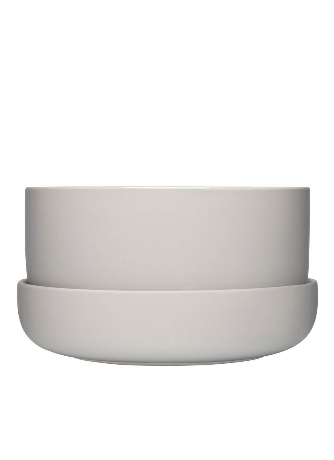Iittala Nappula bloempot met schotel voor binnen Ø13 cm - voorkant lichtgrijs