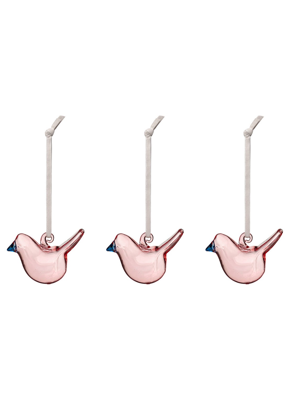 Iittala Oiva Toikka hanger van glas set van 3 - voorkant 2 roze