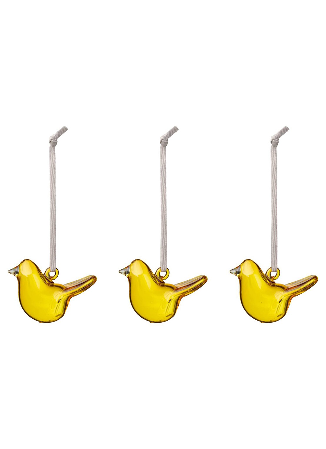 Iittala Oiva Toikka hanger van glas set van 3 - voorkant 2 geel