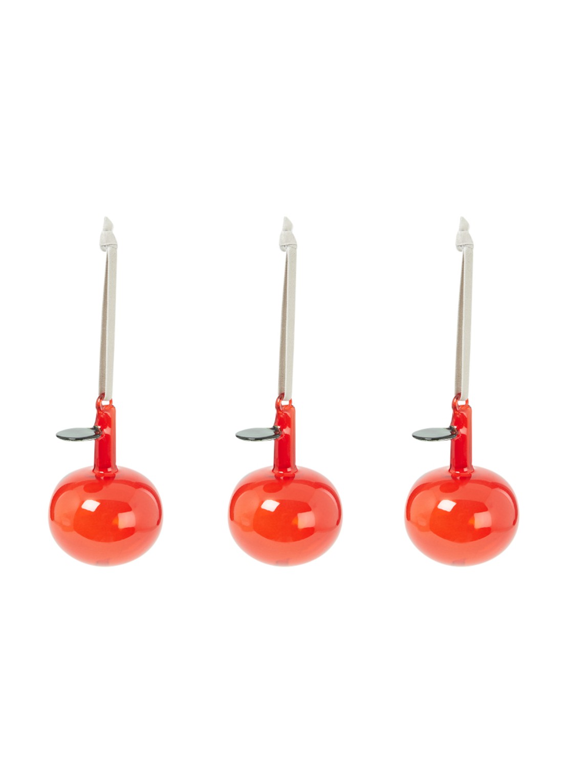 Iittala Oiva Toikka Lasiomena kersthanger 9 cm set van 3 - voorkant rood