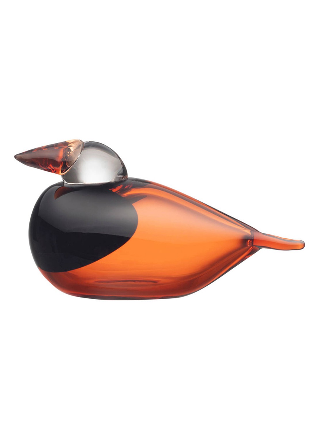 Iittala  Queenfisher vogel van glas 15,5 x 7 cm - voorkant oranje