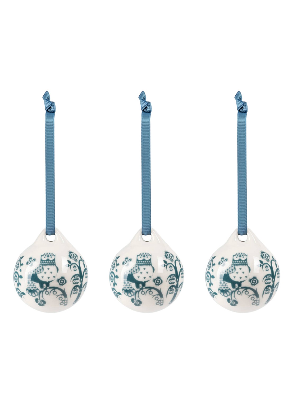 Iittala Taika kerstbal 5 cm set van 3 - voorkant 2 staalblauw