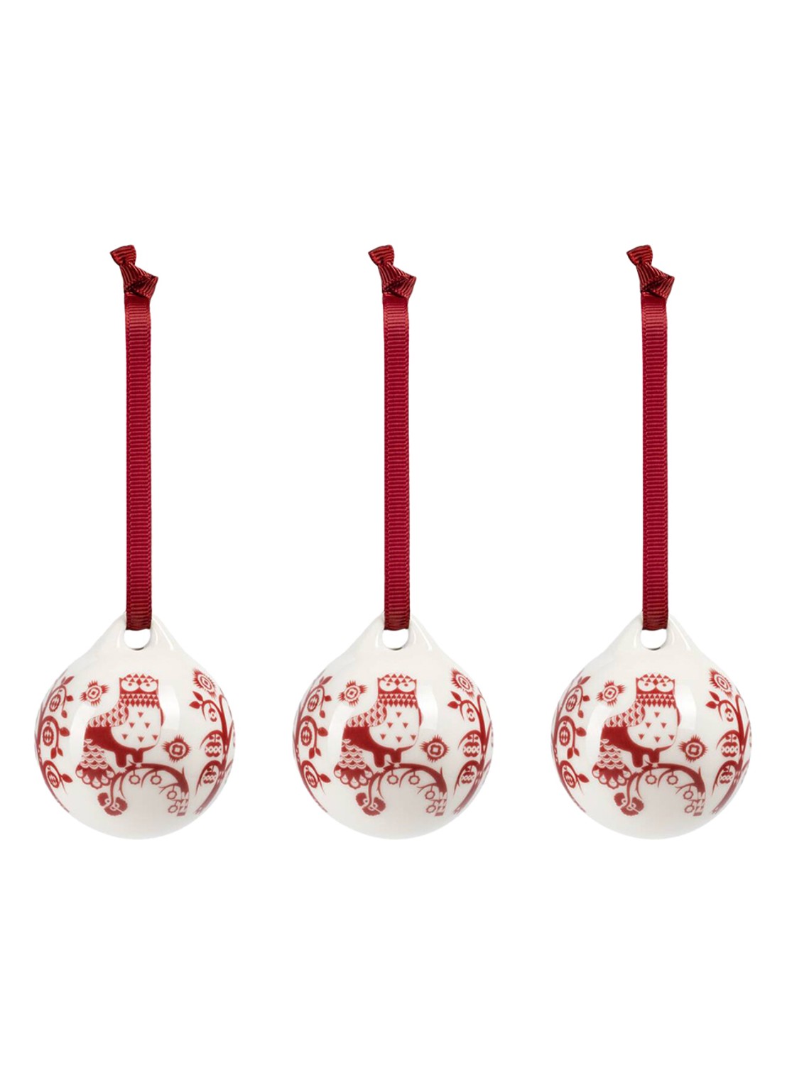 Iittala Taika kerstbal 5 cm set van 3 - achterkant rood
