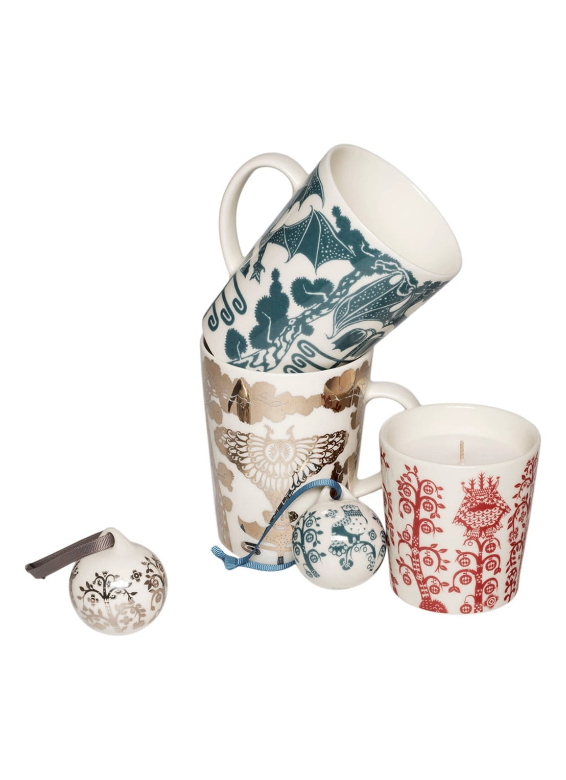 Iittala Taika kerstbal 5 cm set van 3 - voorkant 2 rood