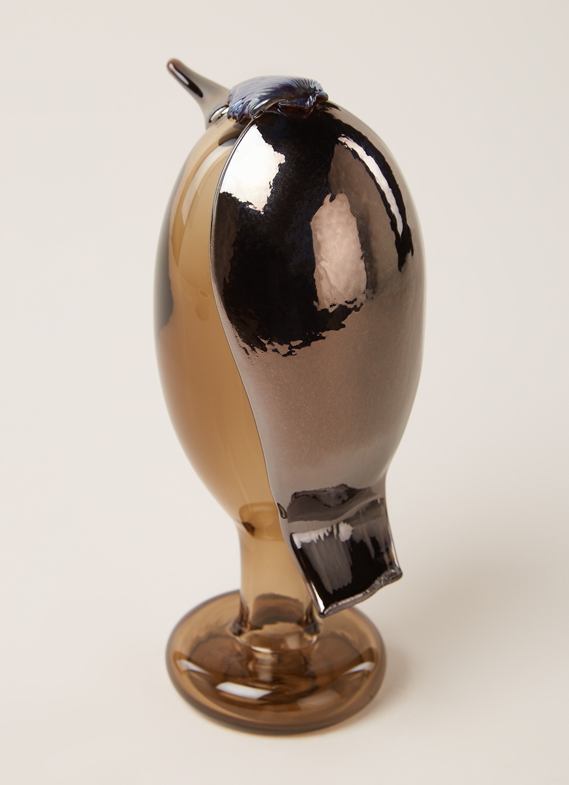 Iittala Waiter vogel van glas 20 cm - detail bruin