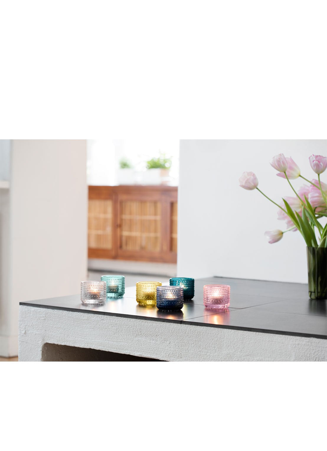 Iittala Waxinelichthouder 6 cm - voorkant 3 roze