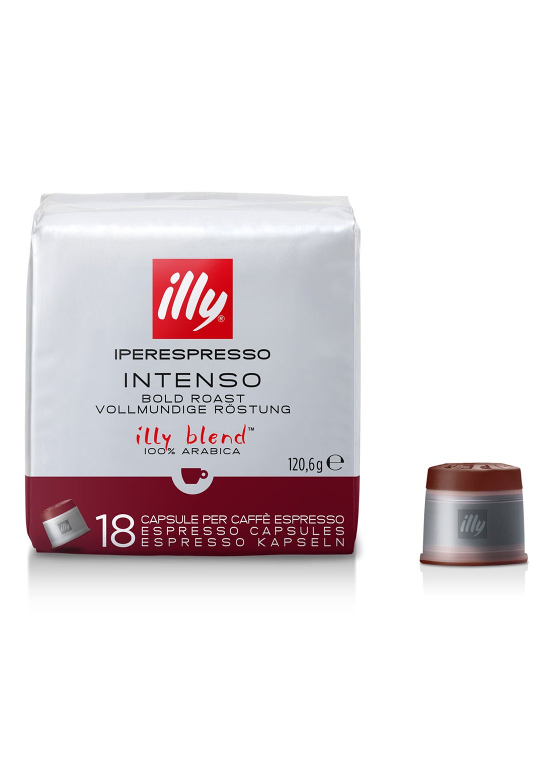 illy Intenso Espresso capsules 18 stuks 120,5 gram - voorkant donkerrood