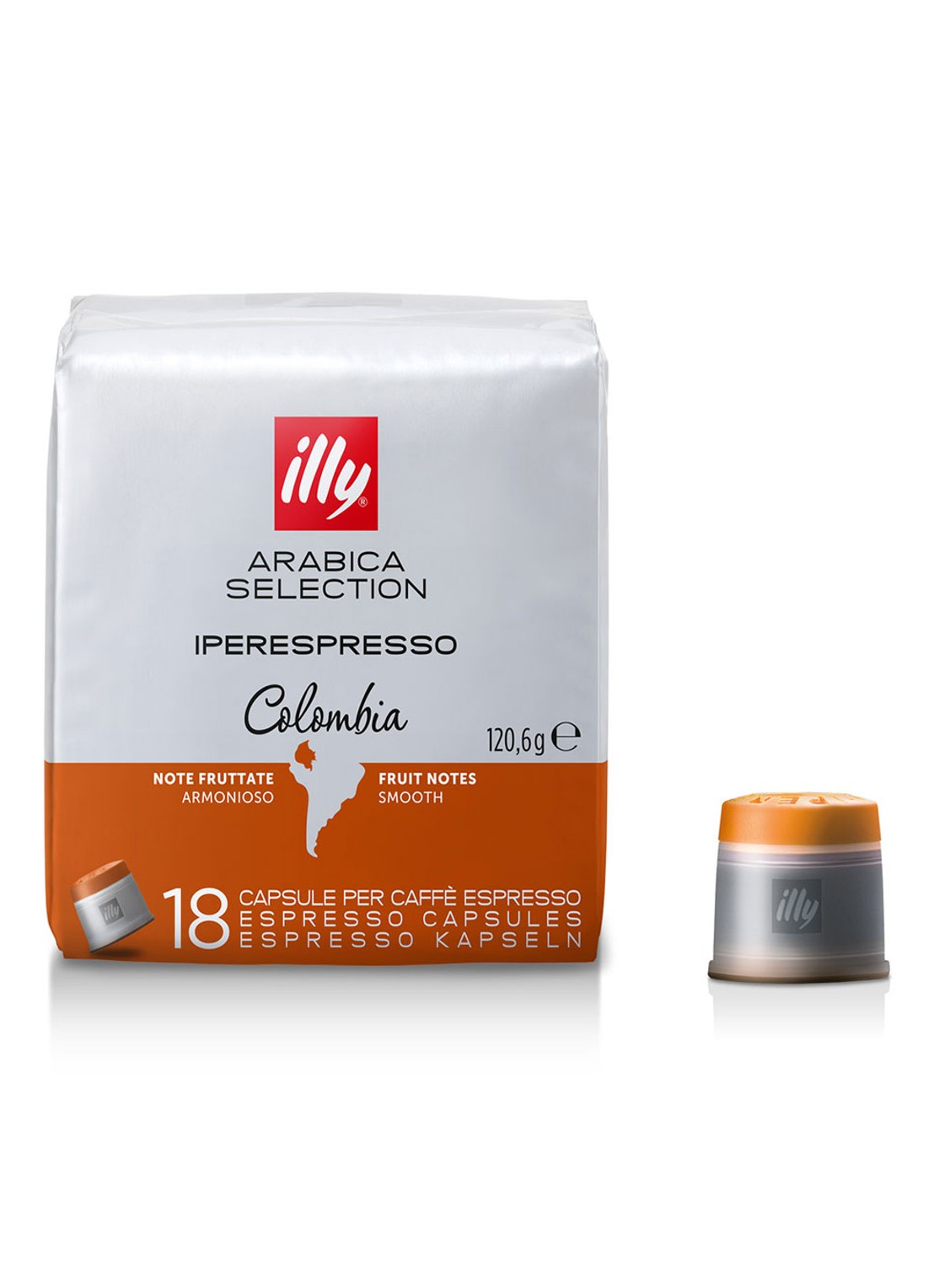 illy Iperespresso Colombia Arabica Selection capsules 18 stuks - voorkant roestbruin