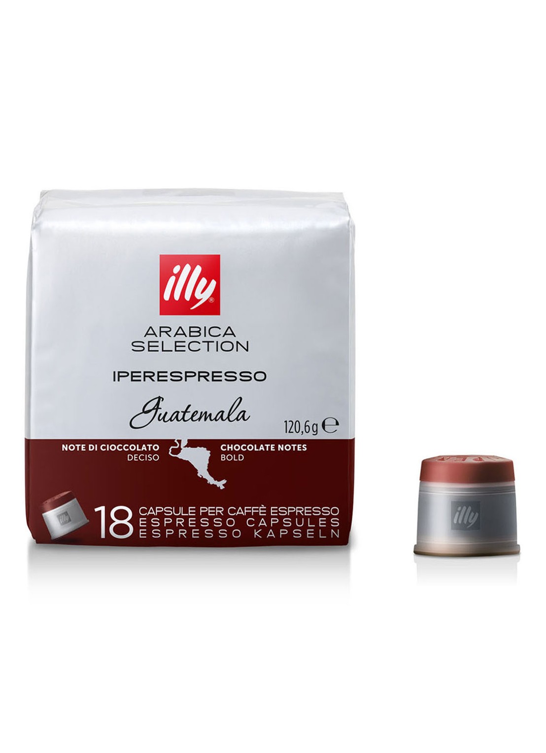 illy Iperespresso Guatemala Arabica Selection capsules 18 stuks - voorkant donkerrood