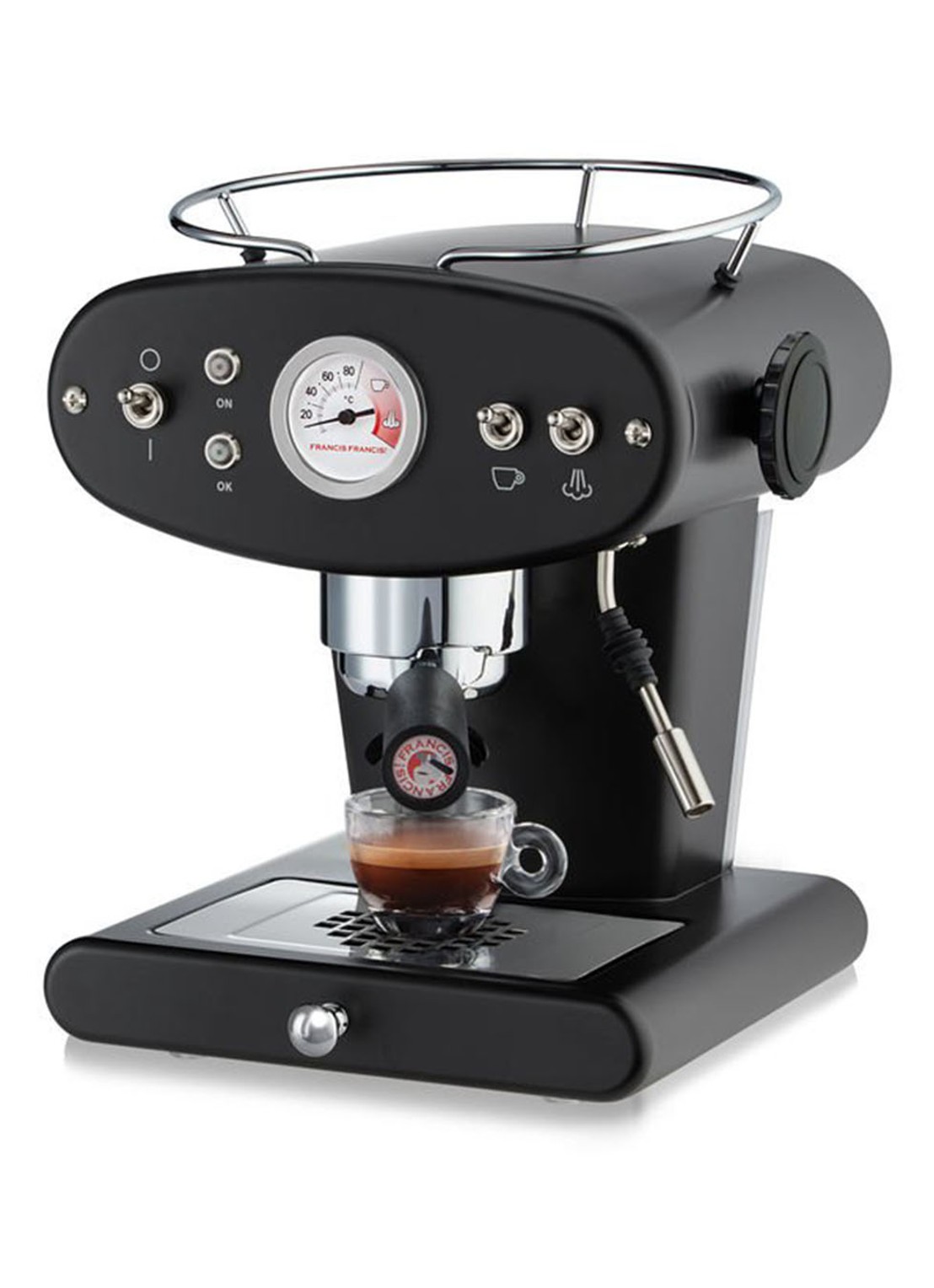 illy X1 Francis Francis Ground espressomachine 1 liter - voorkant 5 zwart