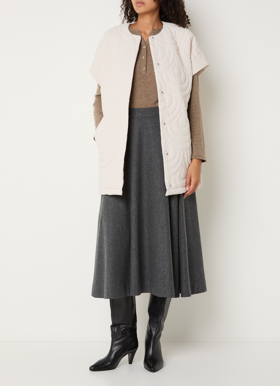 Ilse Jacobsen Blossom bodywarmer met quilt patroon - voorkant 4 creme