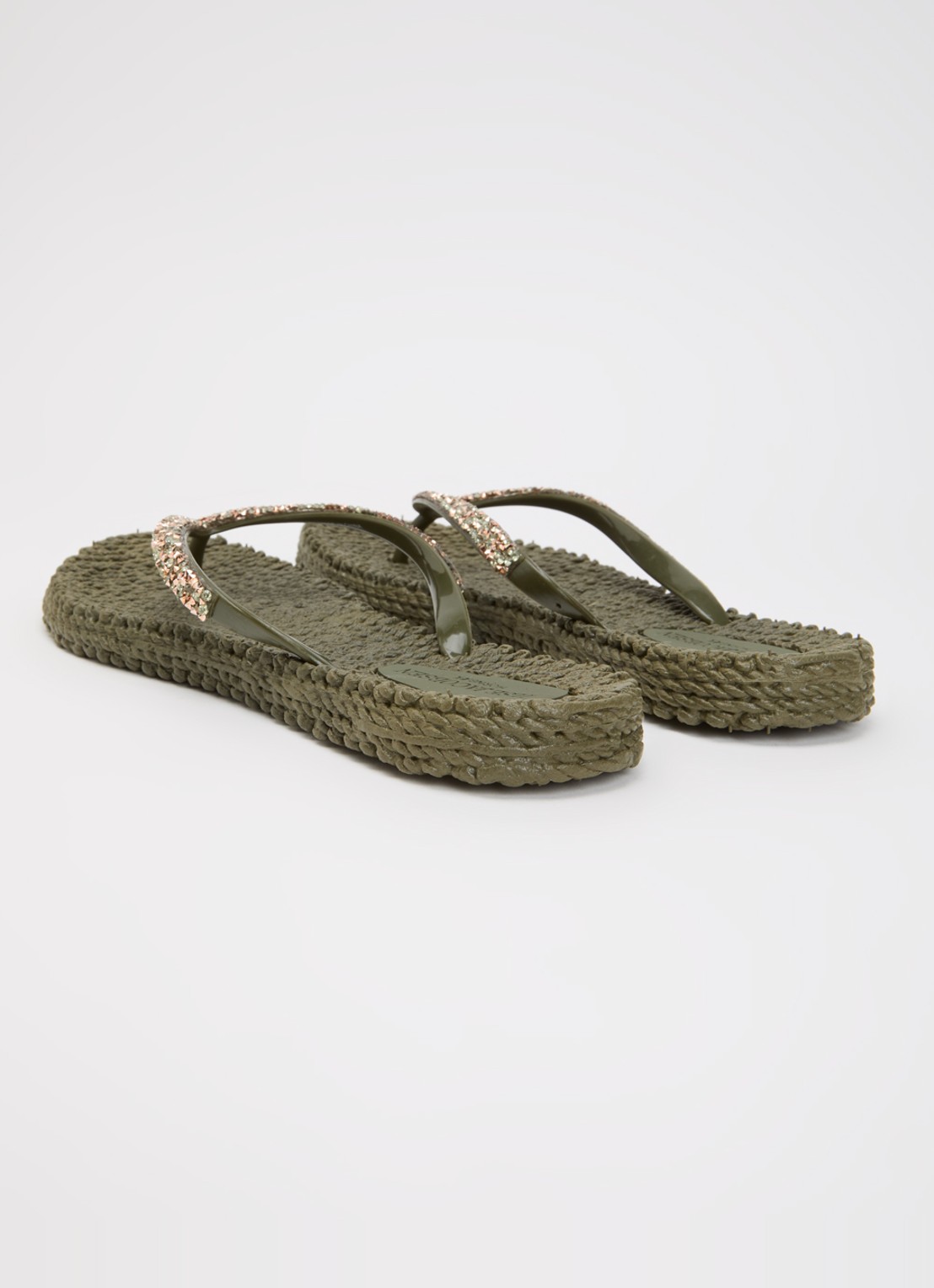 Ilse Jacobsen Cheerful slipper met strass - achterkant 4 legergroen
