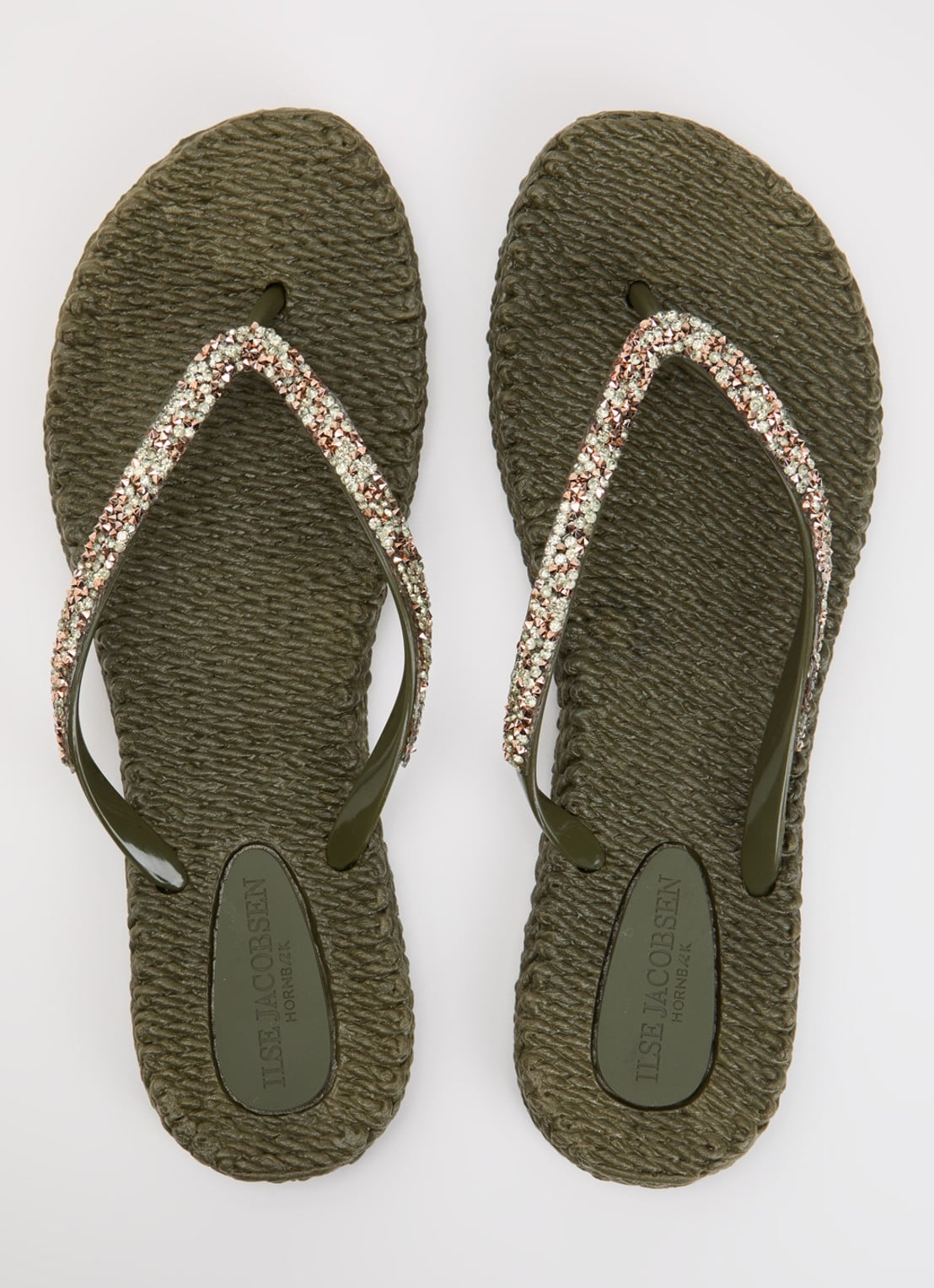 Ilse Jacobsen Cheerful slipper met strass - detail 2 legergroen