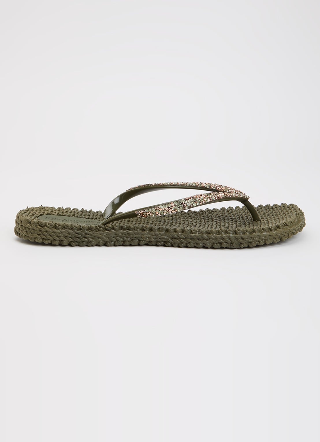 Ilse Jacobsen Cheerful slipper met strass - voorkant 5 legergroen