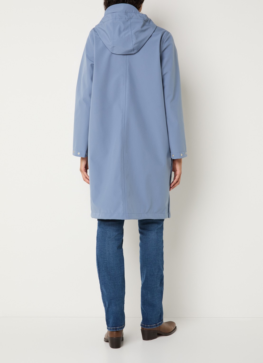 Ilse Jacobsen Daybreak softshell regenjas met klepzakken - achterkant 3 staalblauw