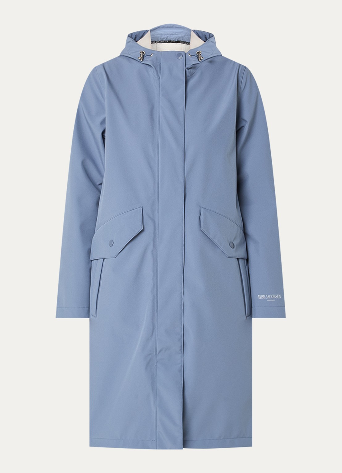Ilse Jacobsen Daybreak softshell regenjas met klepzakken - voorkant staalblauw