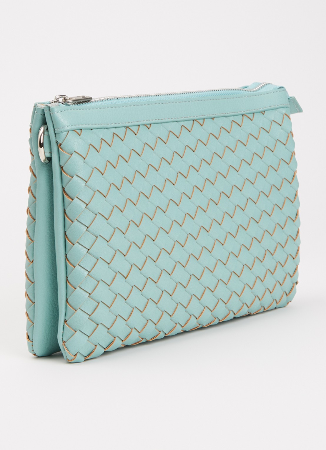 Ilse Jacobsen Gevlochten clutch met afneembare schouderriem - achterkant mint