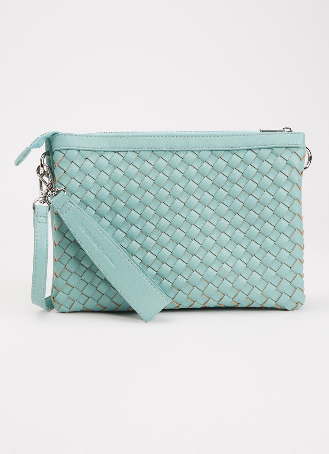Ilse Jacobsen Gevlochten clutch met afneembare schouderriem - voorkant 2 mint