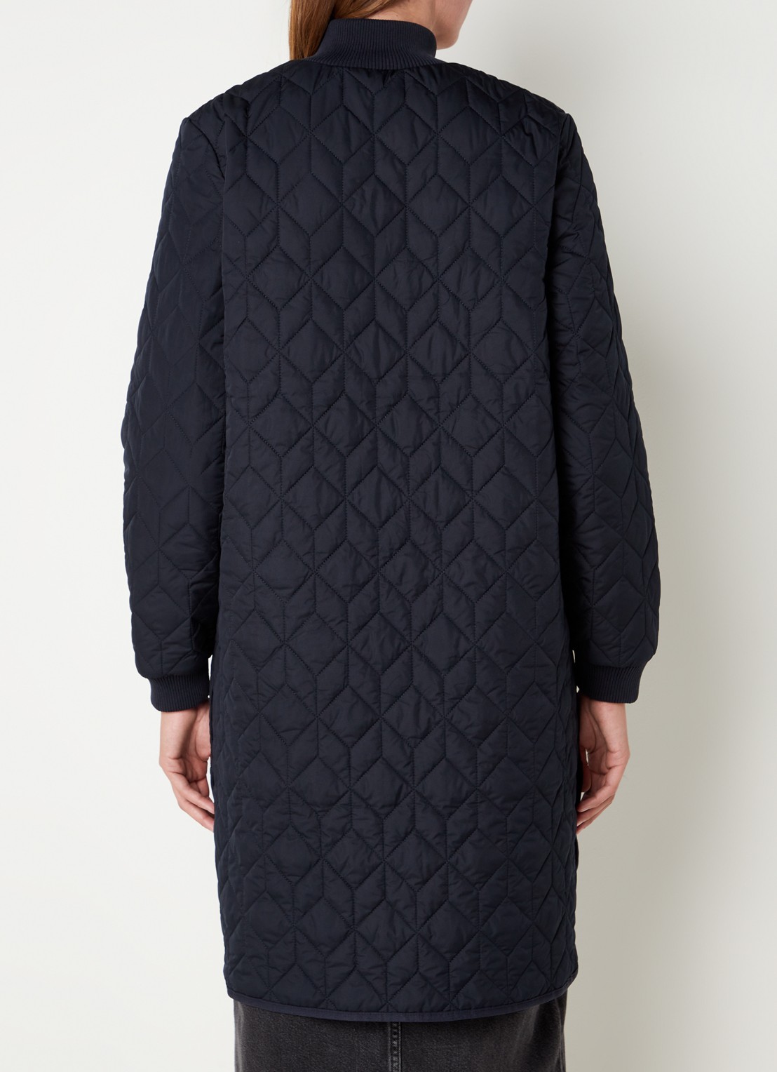 Ilse Jacobsen Gewatteerd jack met quilt patroon en steekzakken - achterkant 3 donkerblauw
