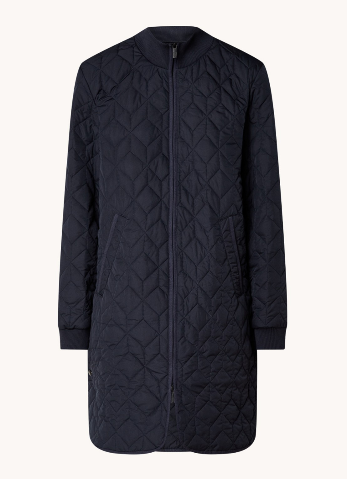 Ilse Jacobsen Gewatteerd jack met quilt patroon en steekzakken - voorkant donkerblauw