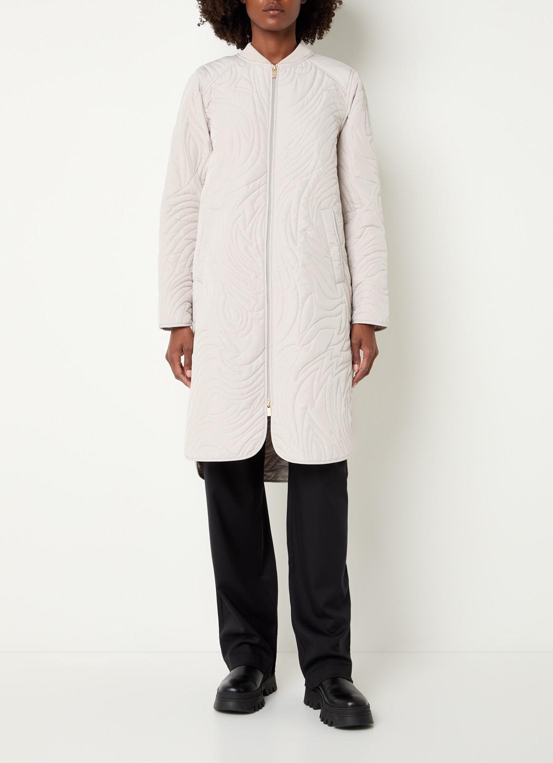 Ilse Jacobsen Gewatteerde jas met quilt patroon en steekzakken - detail 3 beige