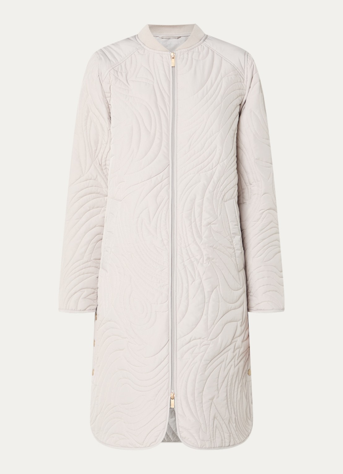 Ilse Jacobsen Gewatteerde jas met quilt patroon en steekzakken - voorkant beige