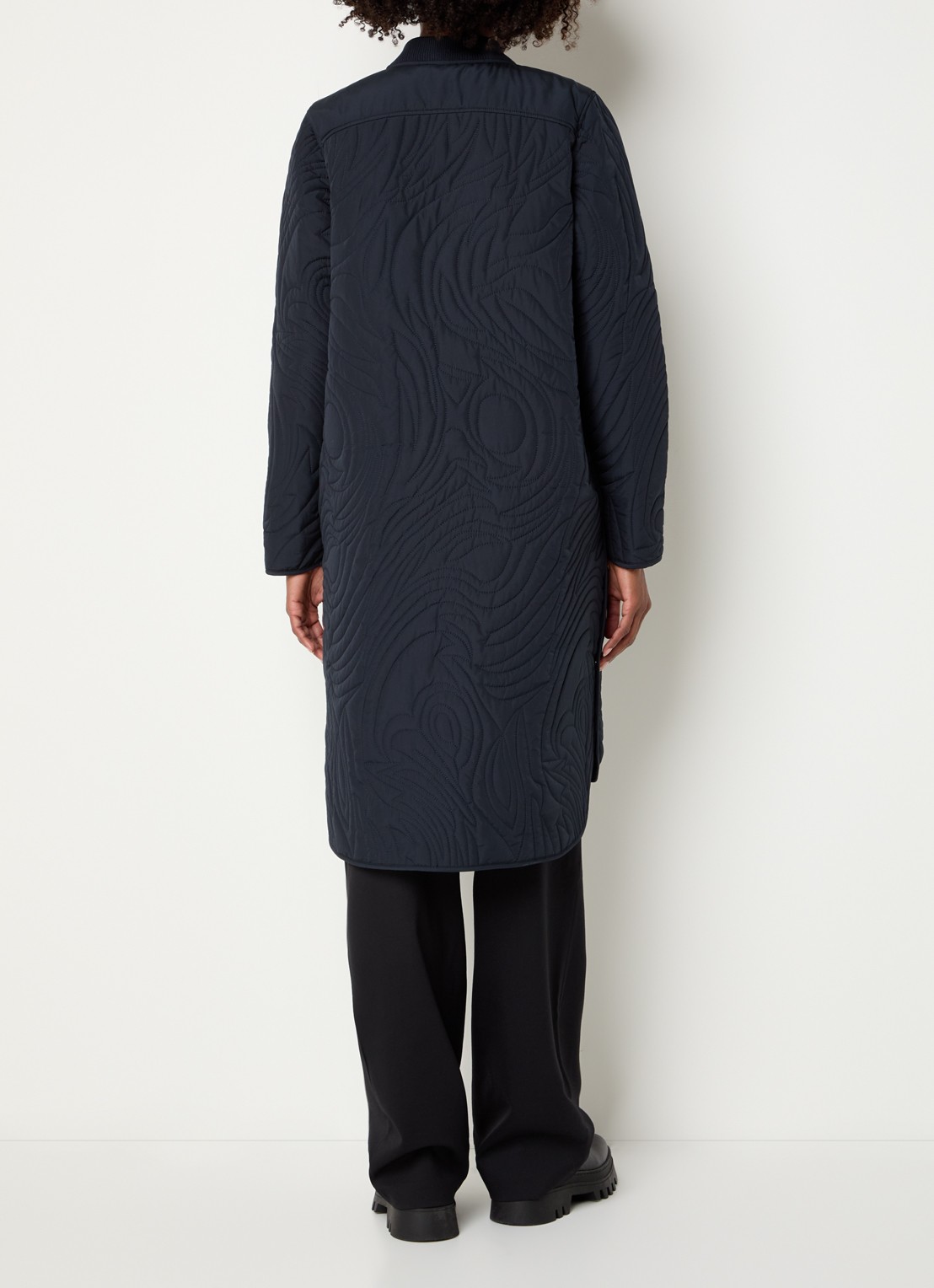 Ilse Jacobsen Gewatteerde jas met quilt patroon en steekzakken - achterkant donkerblauw