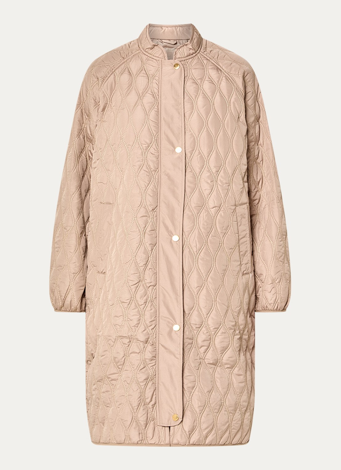 Ilse Jacobsen Gewatteerde jas met quilt patroon en steekzakken - voorkant 3 camel