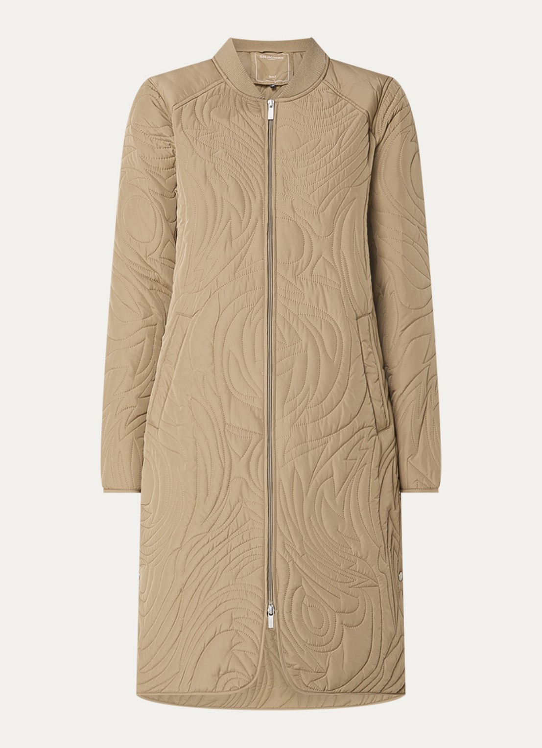 Ilse Jacobsen Gewatteerde jas met quilt patroon en steekzakken - voorkant 2 khaki