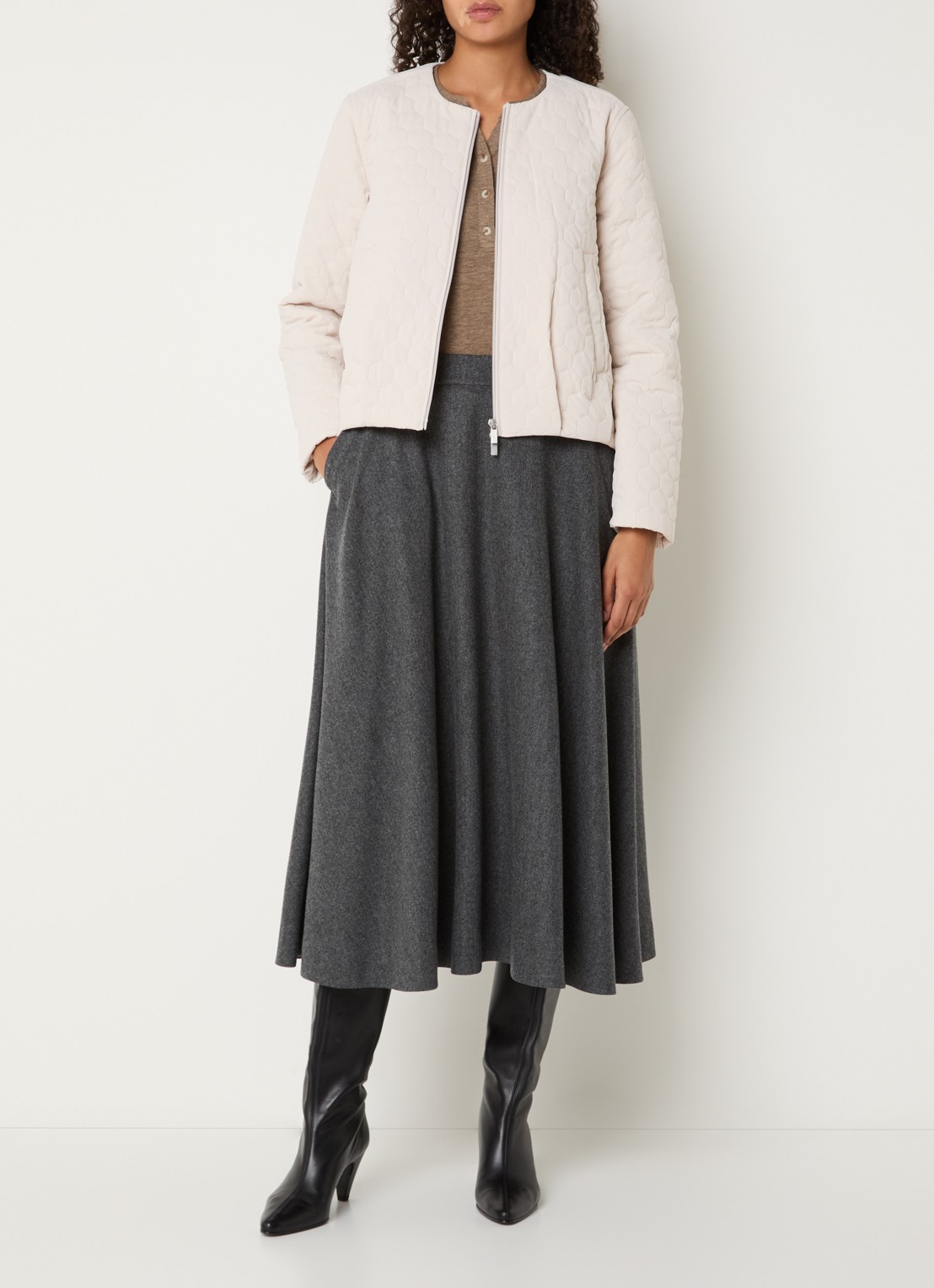 Ilse Jacobsen Honeycomb jack met quilt-patroon en steekzakken - voorkant 3 creme