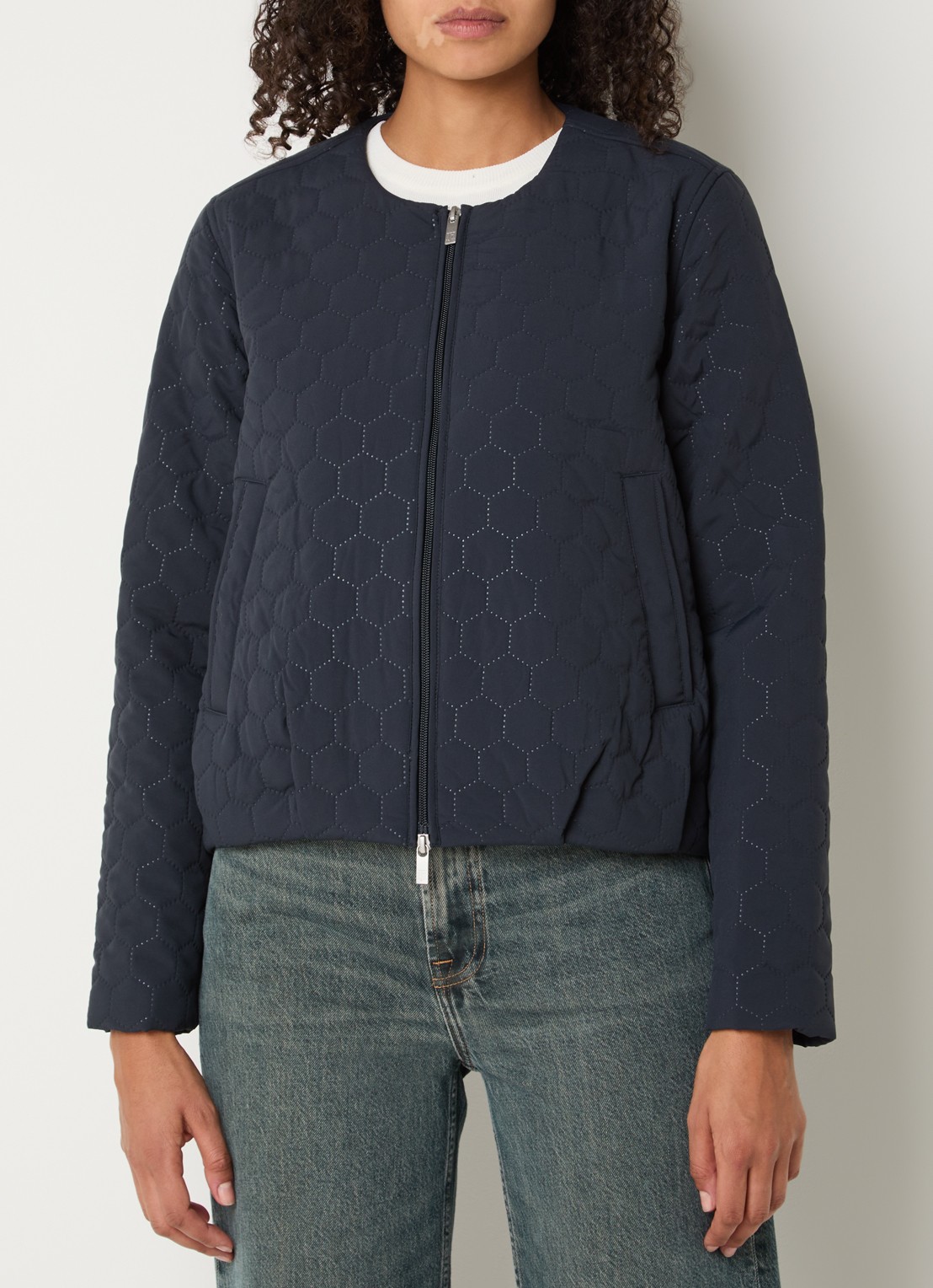 Ilse Jacobsen Honeycomb jack met quilt-patroon en steekzakken - detail donkerblauw