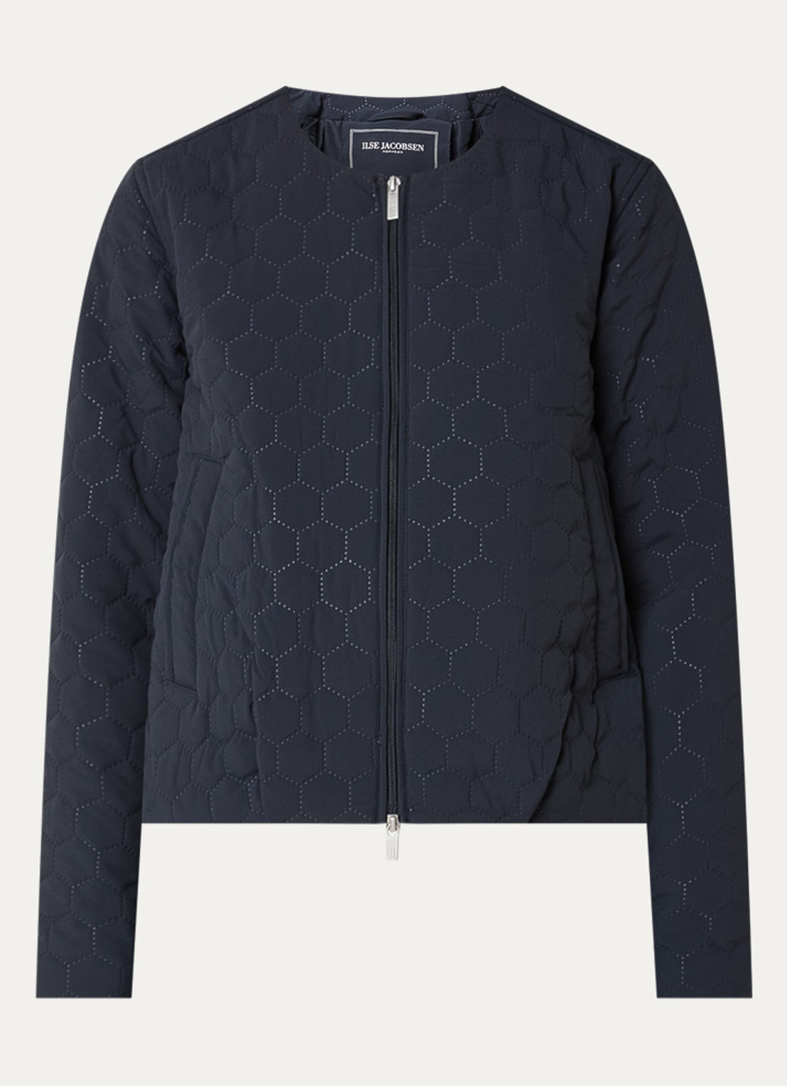 Ilse Jacobsen Honeycomb jack met quilt-patroon en steekzakken - voorkant 2 donkerblauw