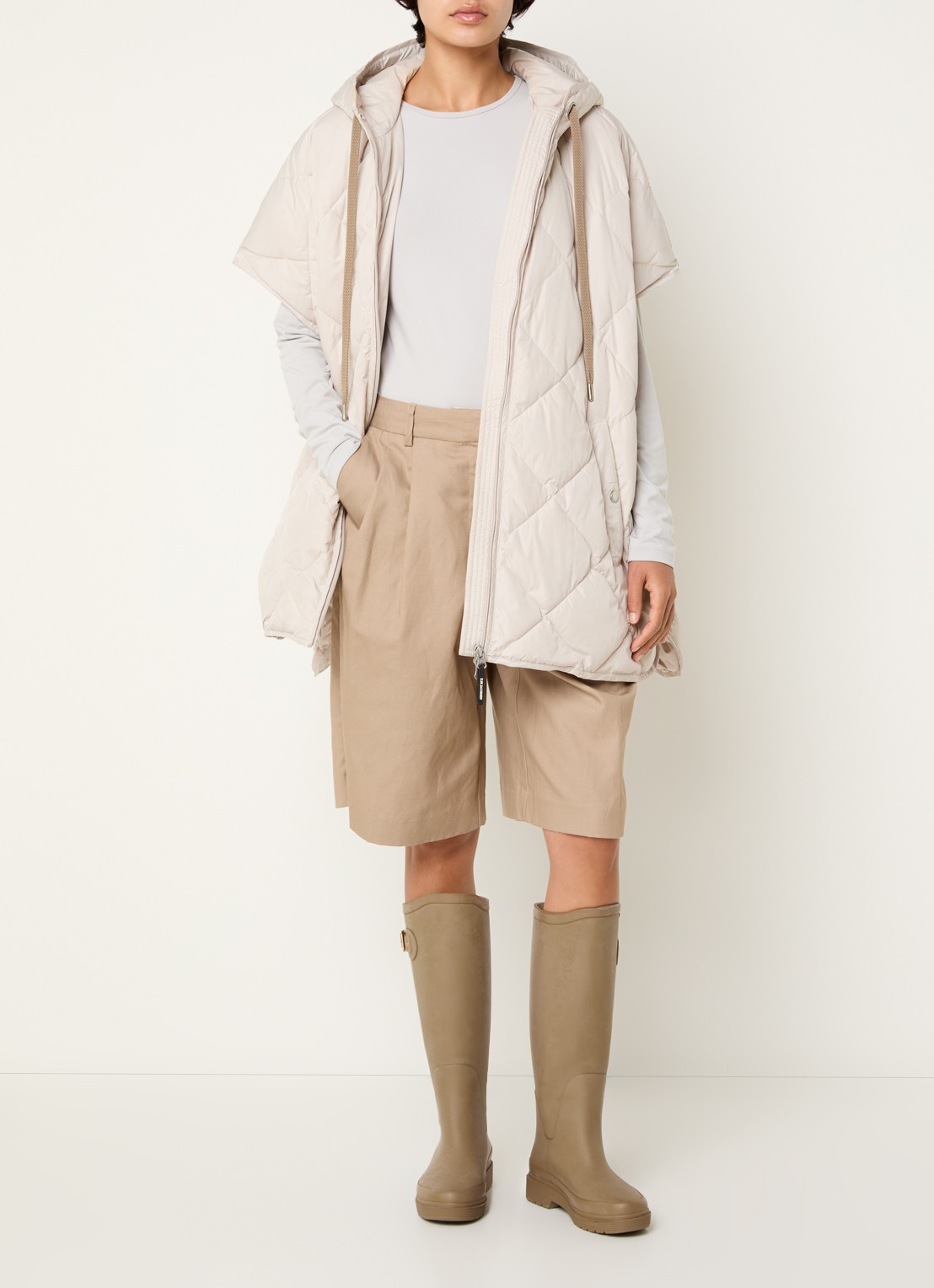 Ilse Jacobsen Longline jack met quiltpatroon - voorkant 2 gebroken wit