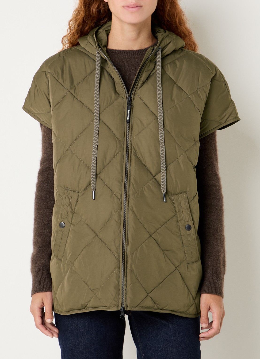 Ilse Jacobsen Longline jack met quiltpatroon - detail bruin