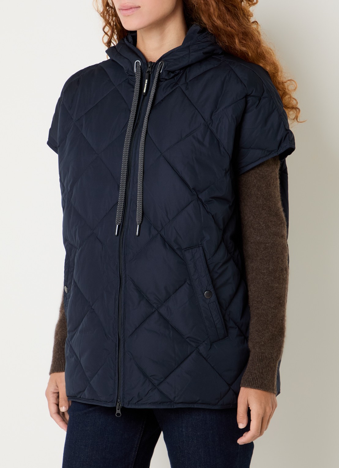 Ilse Jacobsen Longline jack met quiltpatroon - detail 4 donkerblauw
