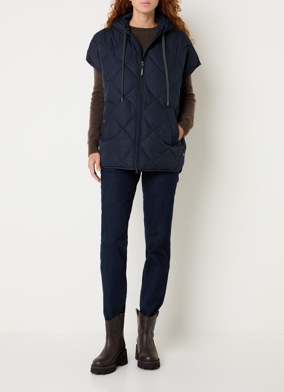 Ilse Jacobsen Longline jack met quiltpatroon - voorkant 3 donkerblauw