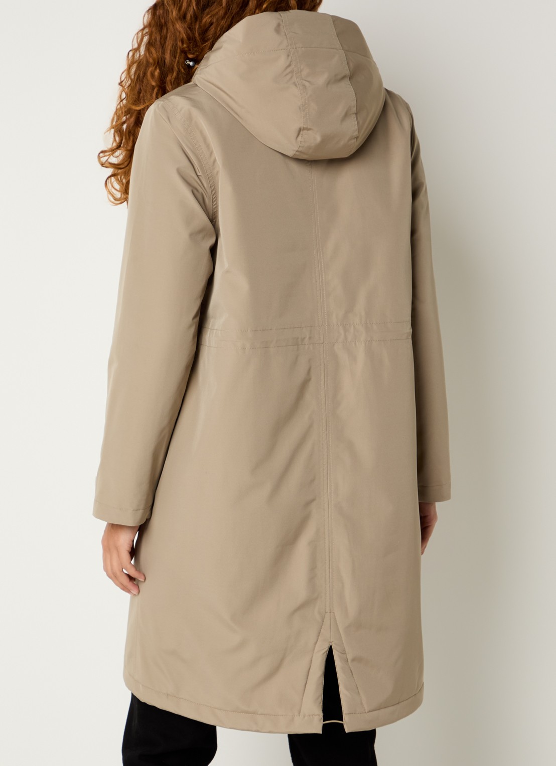 Ilse Jacobsen Longline regenjas met klepzakken - achterkant 2 donkerkhaki