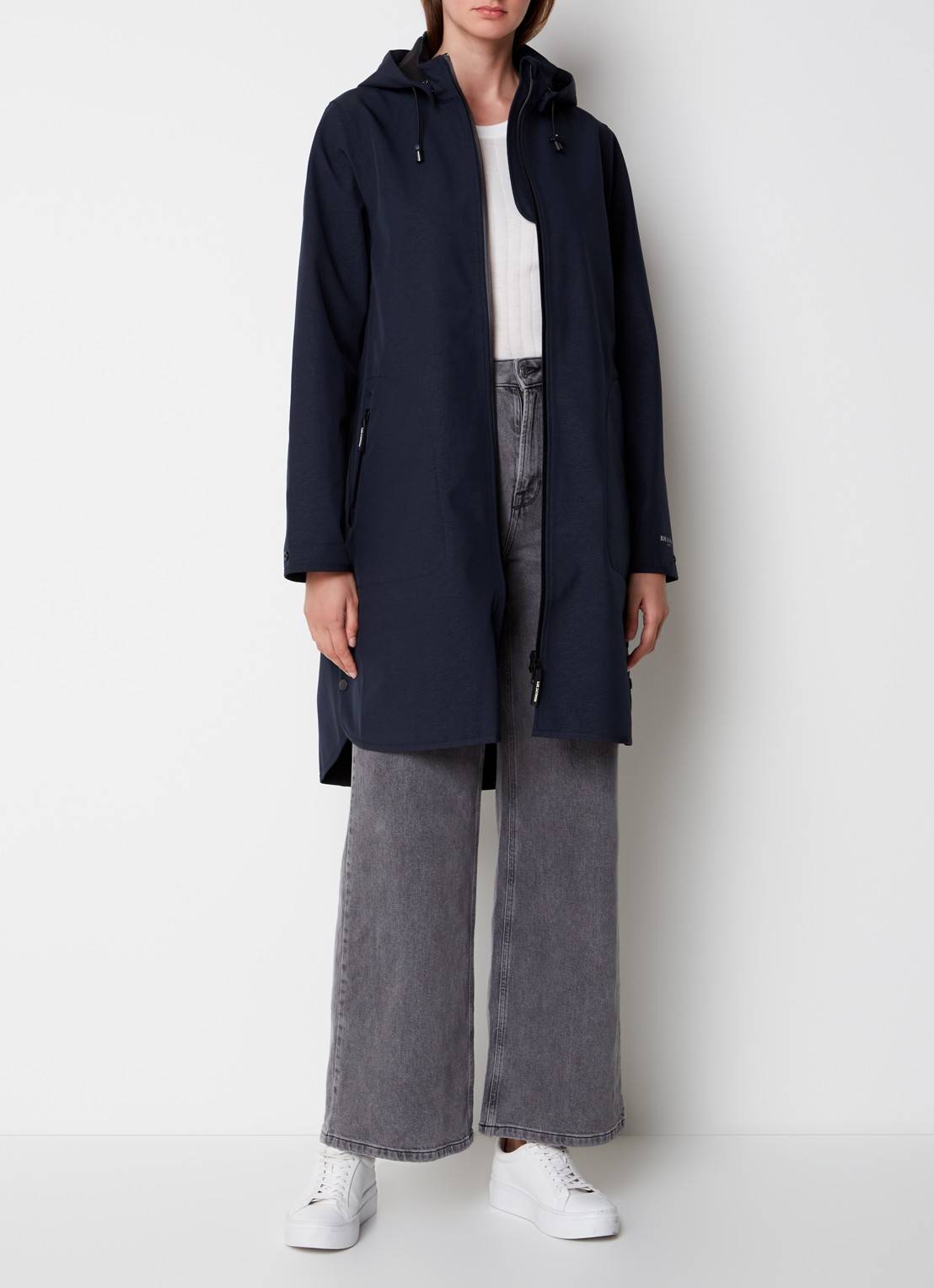 Ilse Jacobsen Rain128 softshell regenjas met afneembare capuchon - voorkant 3 donkerblauw