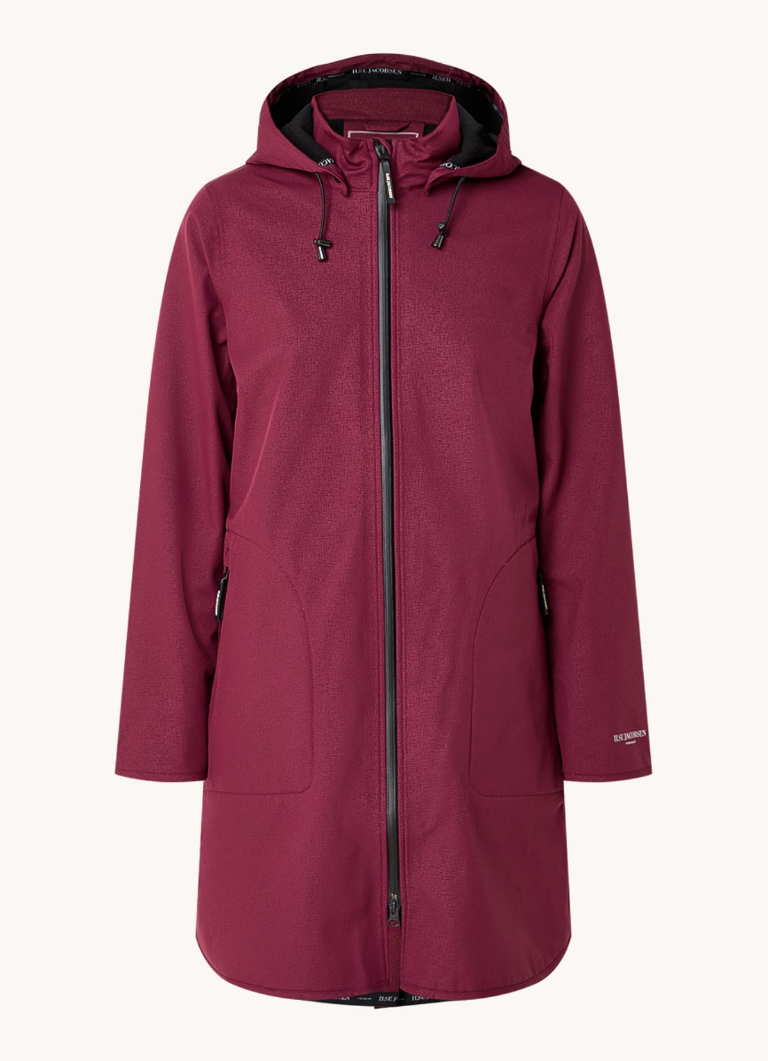 Ilse Jacobsen Rain128 softshell regenjas met afneembare capuchon - voorkant bordeauxrood