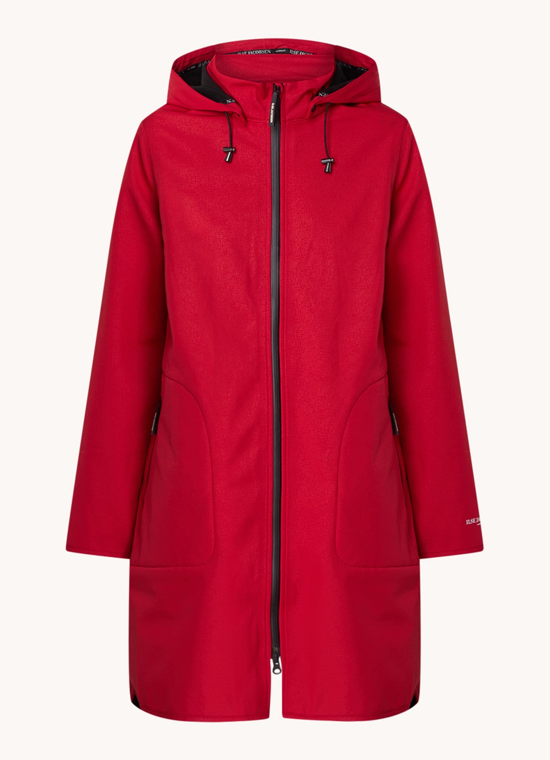 Ilse Jacobsen Rain128 softshell regenjas met afneembare capuchon - voorkant donkerrood