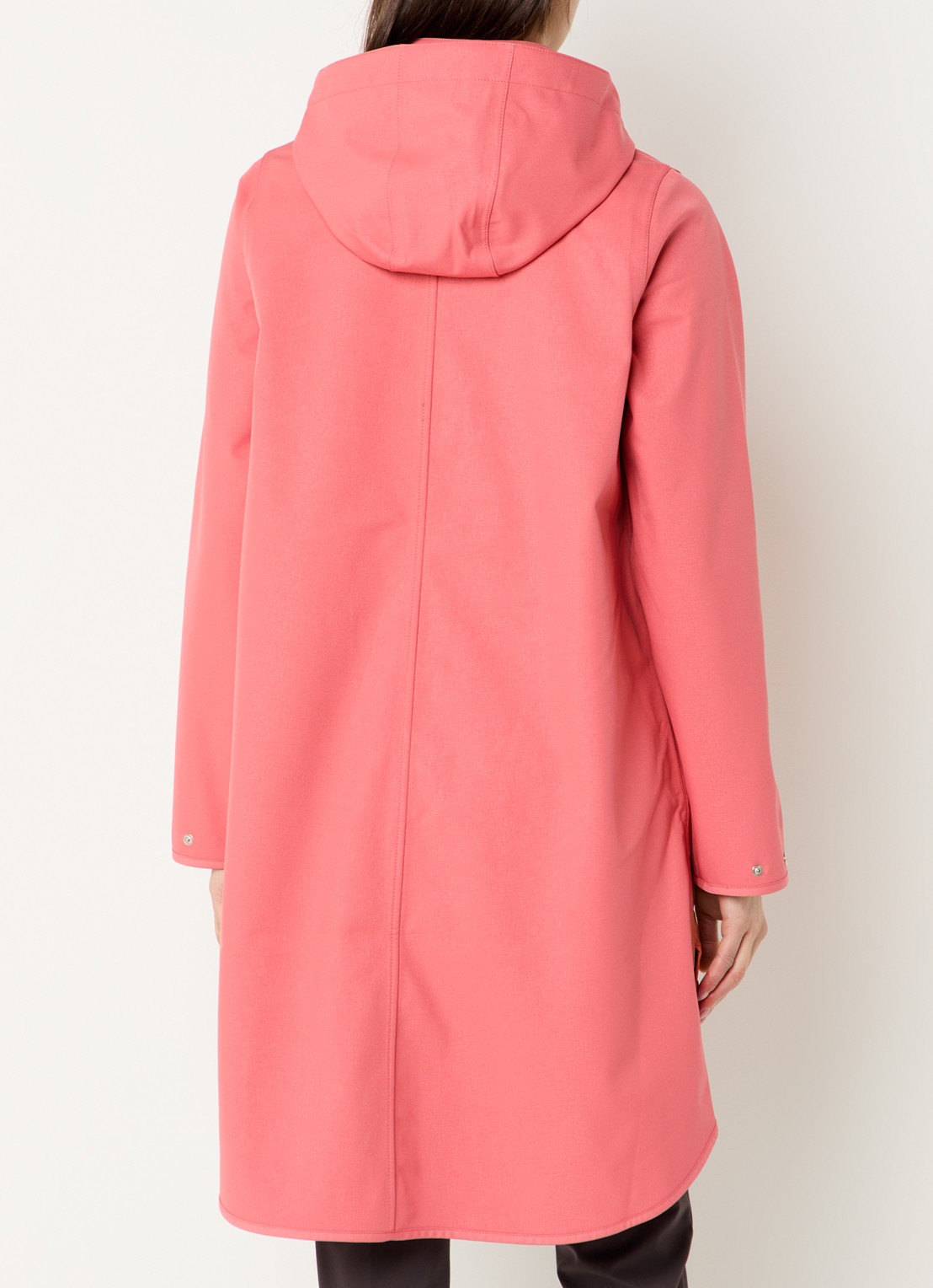 Ilse Jacobsen Rain128 softshell regenjas met afneembare capuchon - achterkant 3 koraalroze