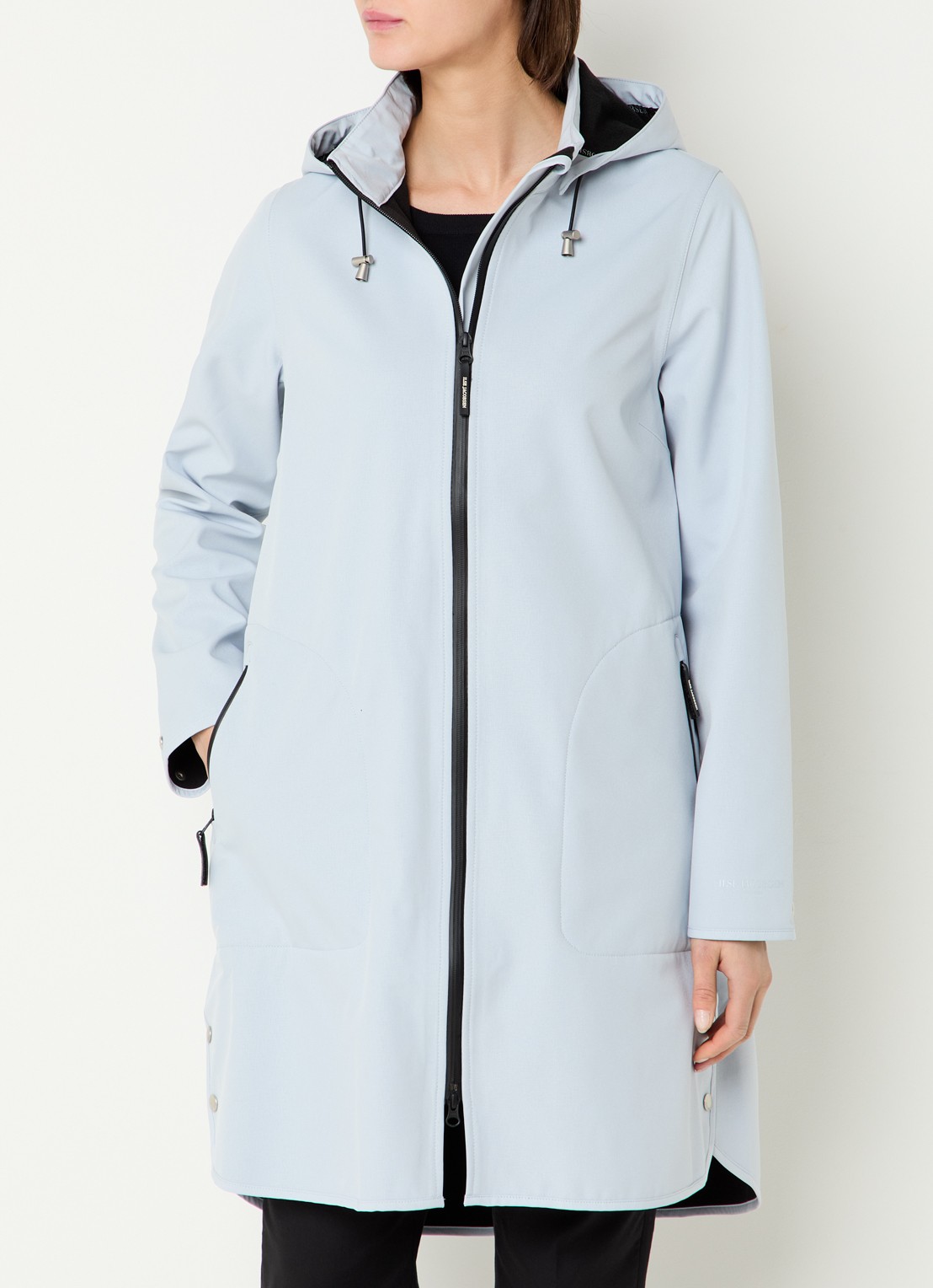 Ilse Jacobsen Rain128 softshell regenjas met afneembare capuchon - detail 4 lichtblauw