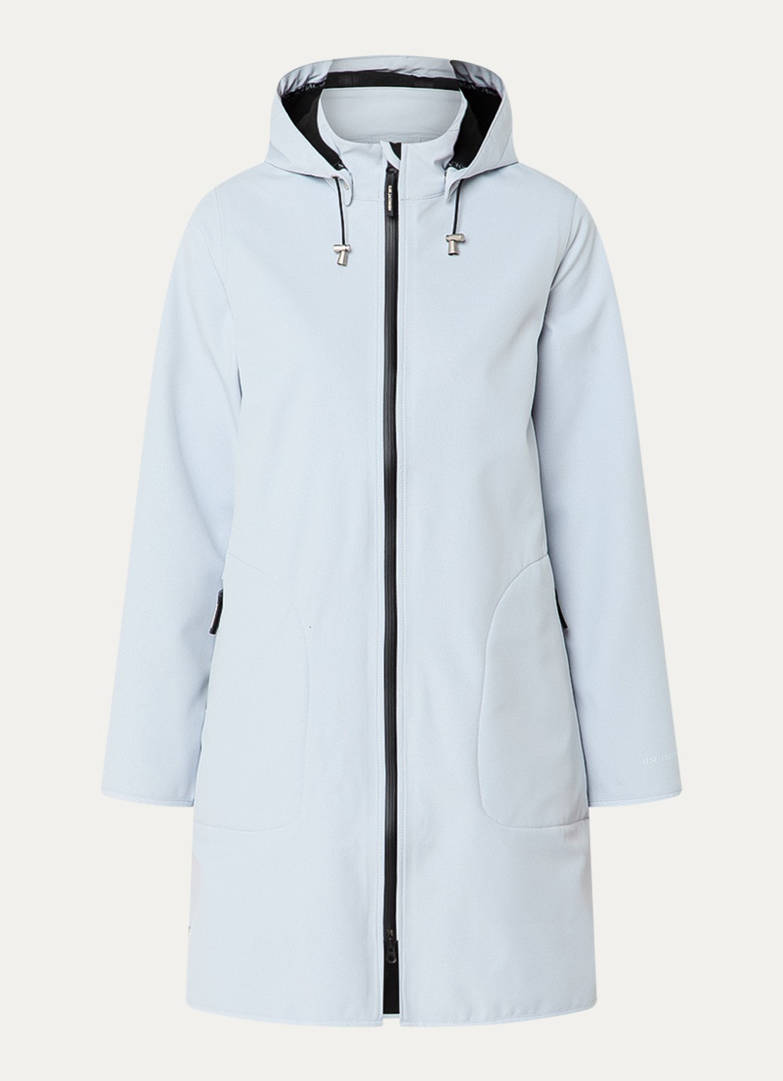 Ilse Jacobsen Rain128 softshell regenjas met afneembare capuchon - voorkant 2 lichtblauw