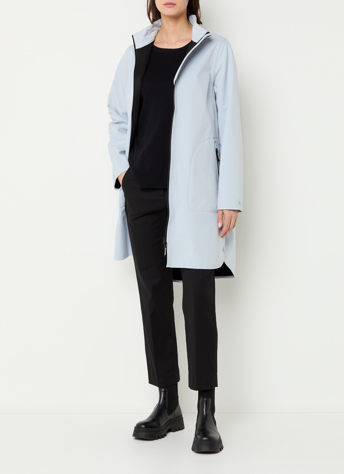 Ilse Jacobsen Rain128 softshell regenjas met afneembare capuchon - voorkant 3 lichtblauw