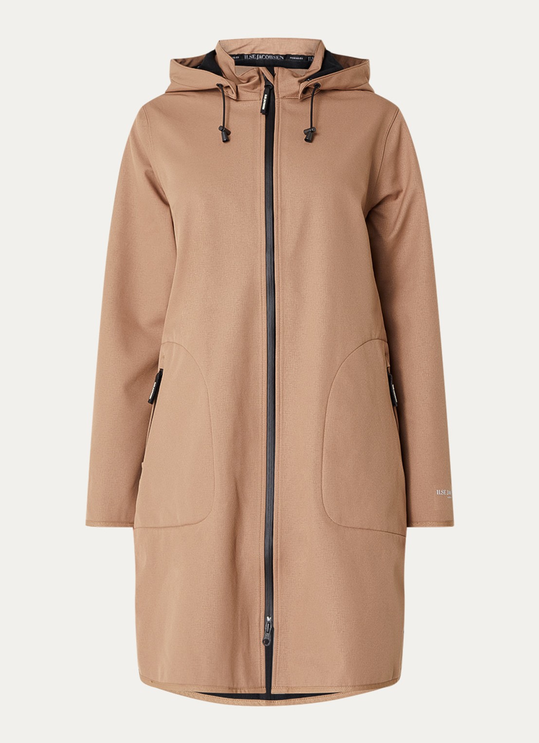 Ilse Jacobsen Rain128 softshell regenjas met afneembare capuchon - voorkant beige