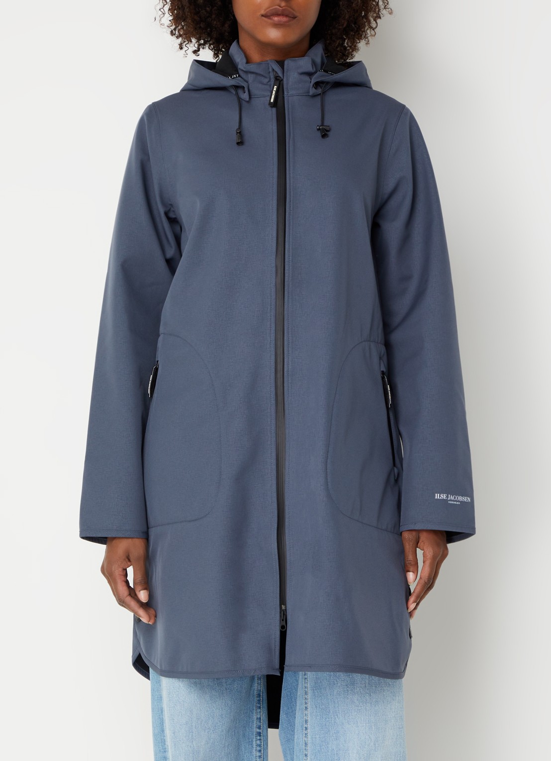 Ilse Jacobsen Rain128 softshell regenjas met afneembare capuchon - detail 4 grijs