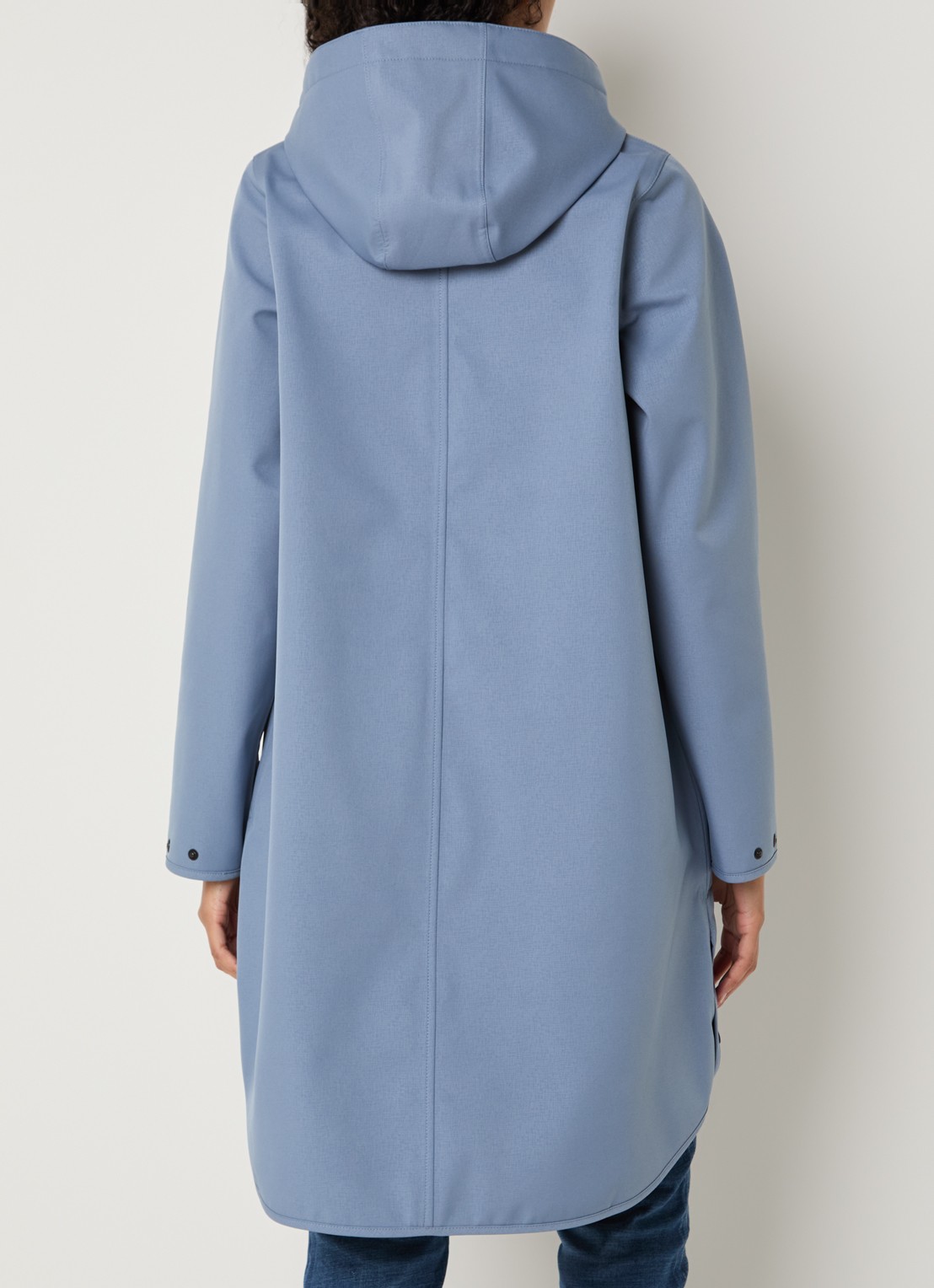 Ilse Jacobsen Rain128 softshell regenjas met afneembare capuchon - achterkant 4 staalblauw