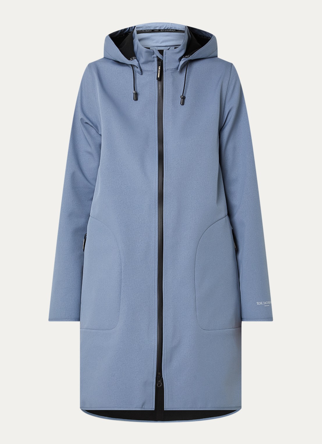 Ilse Jacobsen Rain128 softshell regenjas met afneembare capuchon - voorkant staalblauw