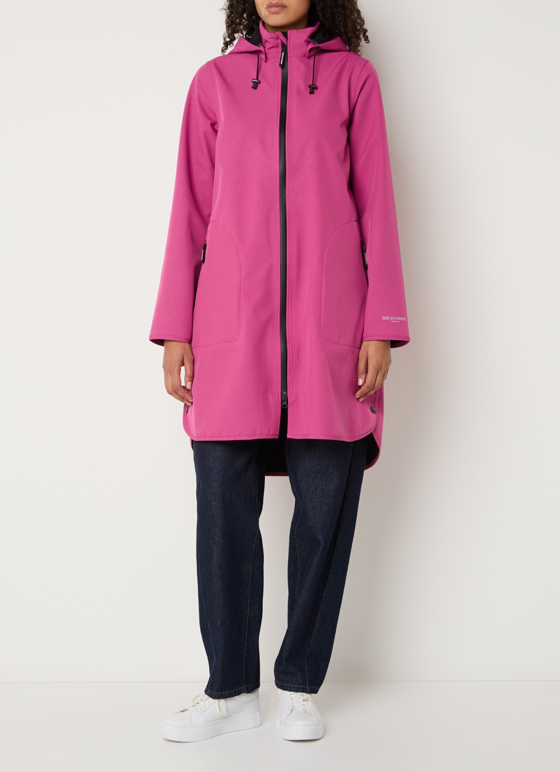 Ilse Jacobsen Rain128 softshell regenjas met afneembare capuchon - detail fuchsia